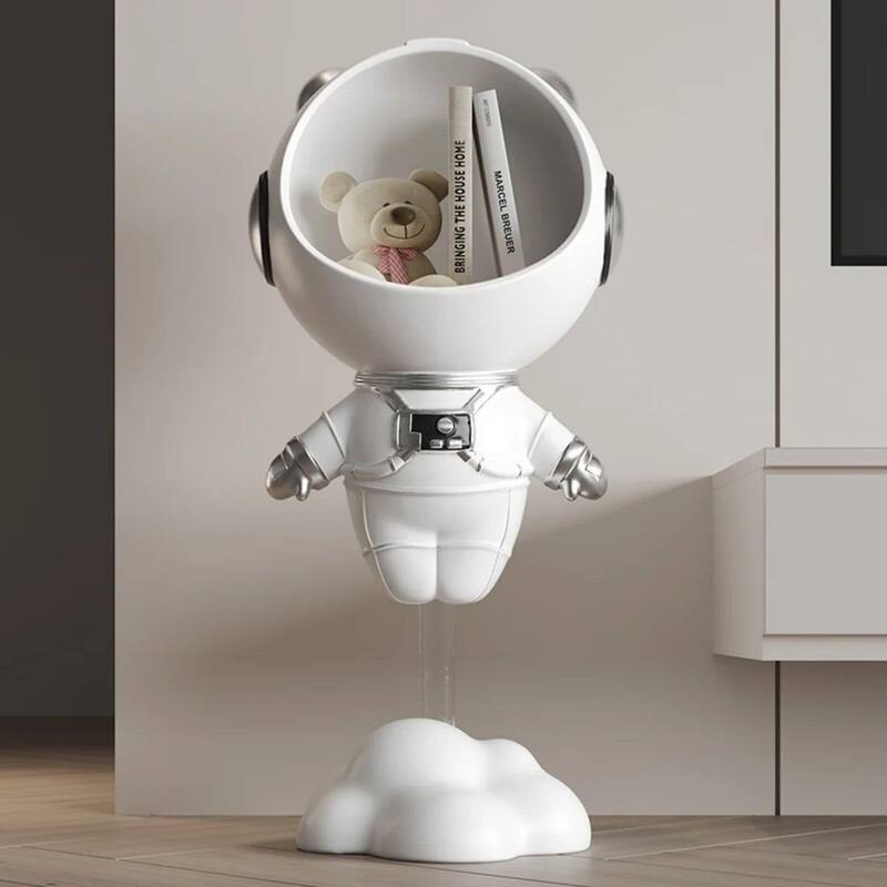 Modern Astronaut Statues End Side Table - White