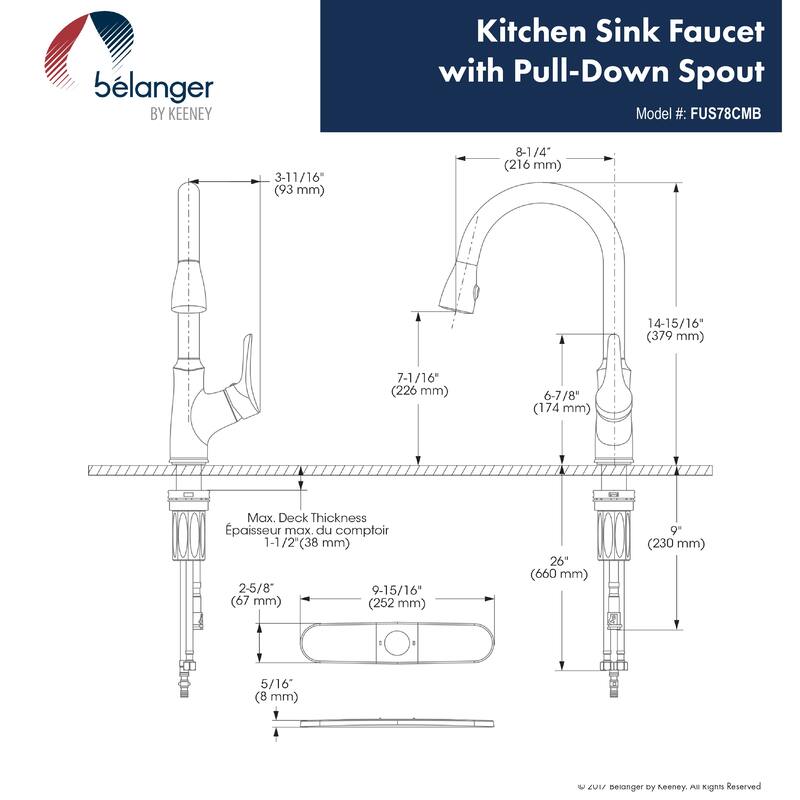 Belanger Single Handle Pull-Down Kitchen Faucet, Matte Black