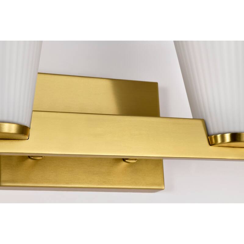 Royale 4 Light Vanity Burnished Brass Finish Ribbed White Glass - Burnished Brass