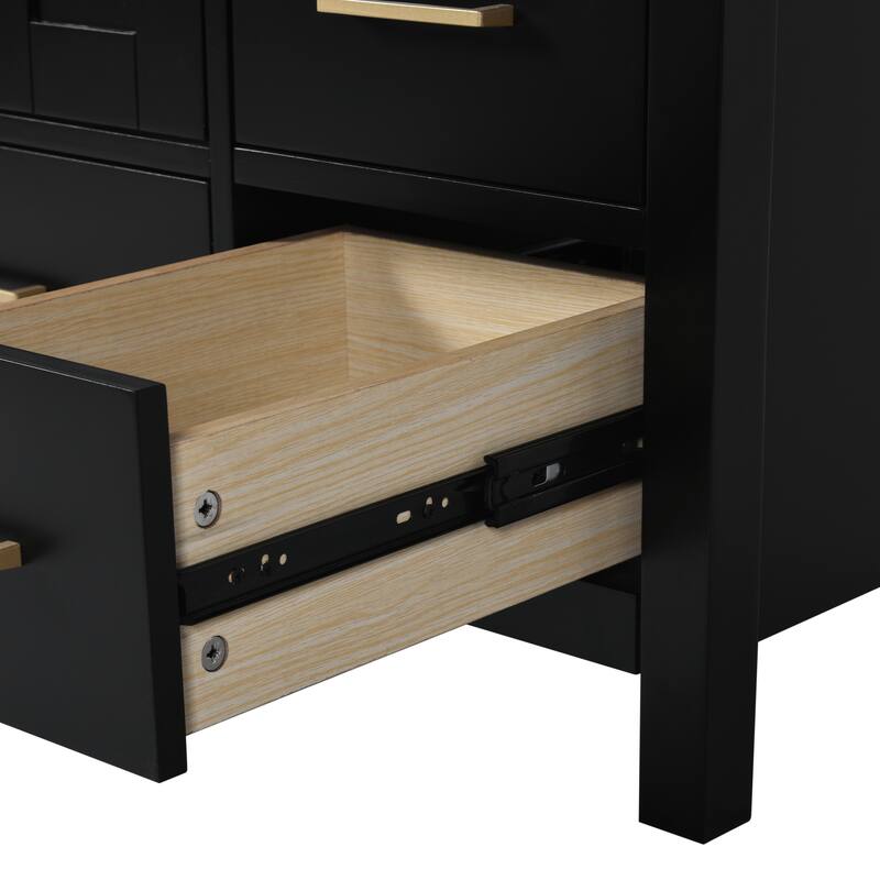 30-Inch Retro Style Bathroom Vanity with Ceramic Sink, 4 Drawers, Soft-Close Hinges, High-Quality MDF Construction