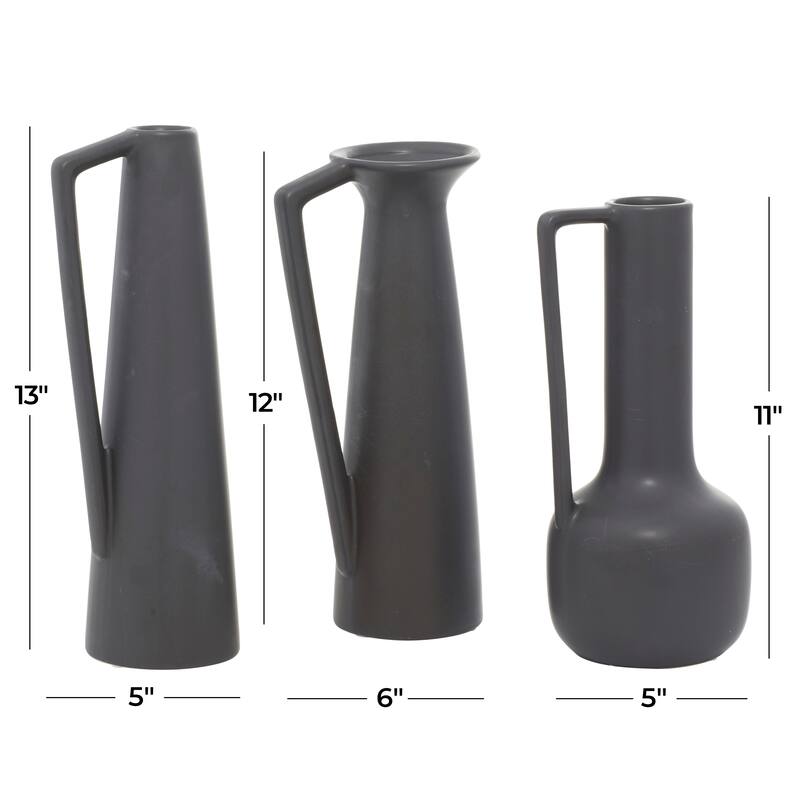 CosmoLiving by Cosmopolitan Ceramic Vase with Handles (Set of 3) - Black or White