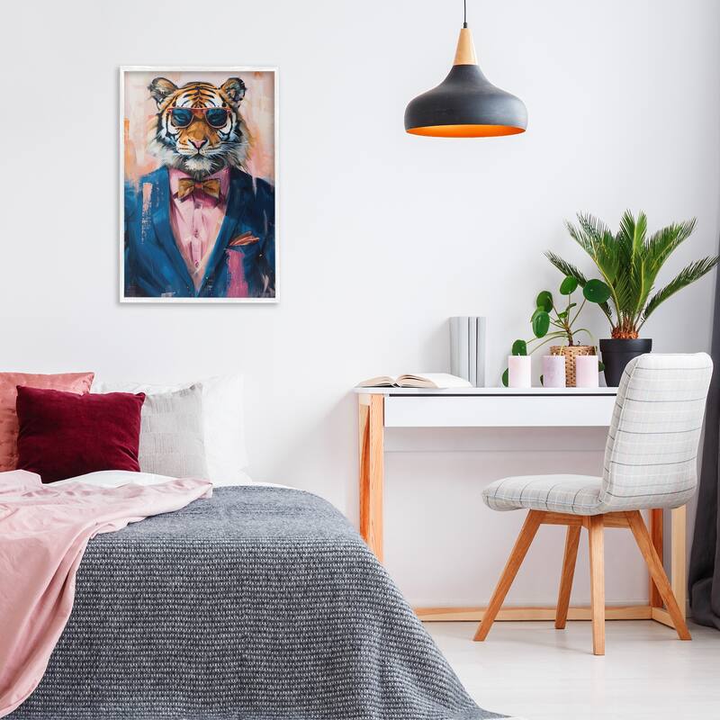 Stupell Suited Tiger Modern Fashion Framed Giclee Art Design By LSR Design Studio