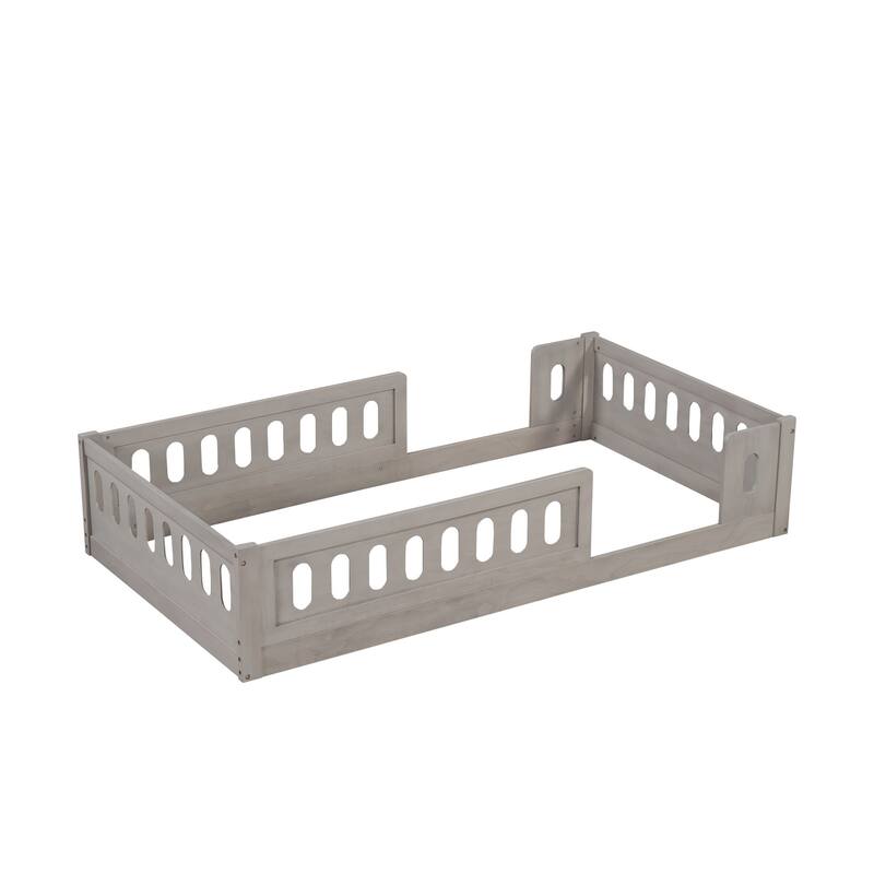 Floor Platform Bed with Guardrails by Harper&Bright Designs