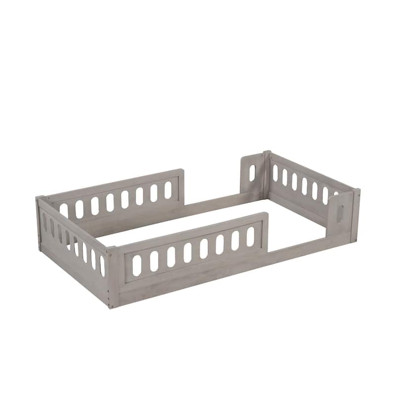 Modern Design Twin Size Wooden Platform Bed with Guardrail for Bedroom