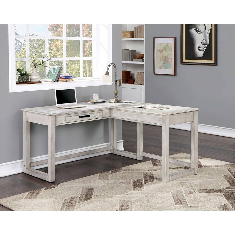 GDFStudio - Transitional Computer Desk with Lift-Top Design, USB Port & Power Outlet, Dovetail Drawer Storage