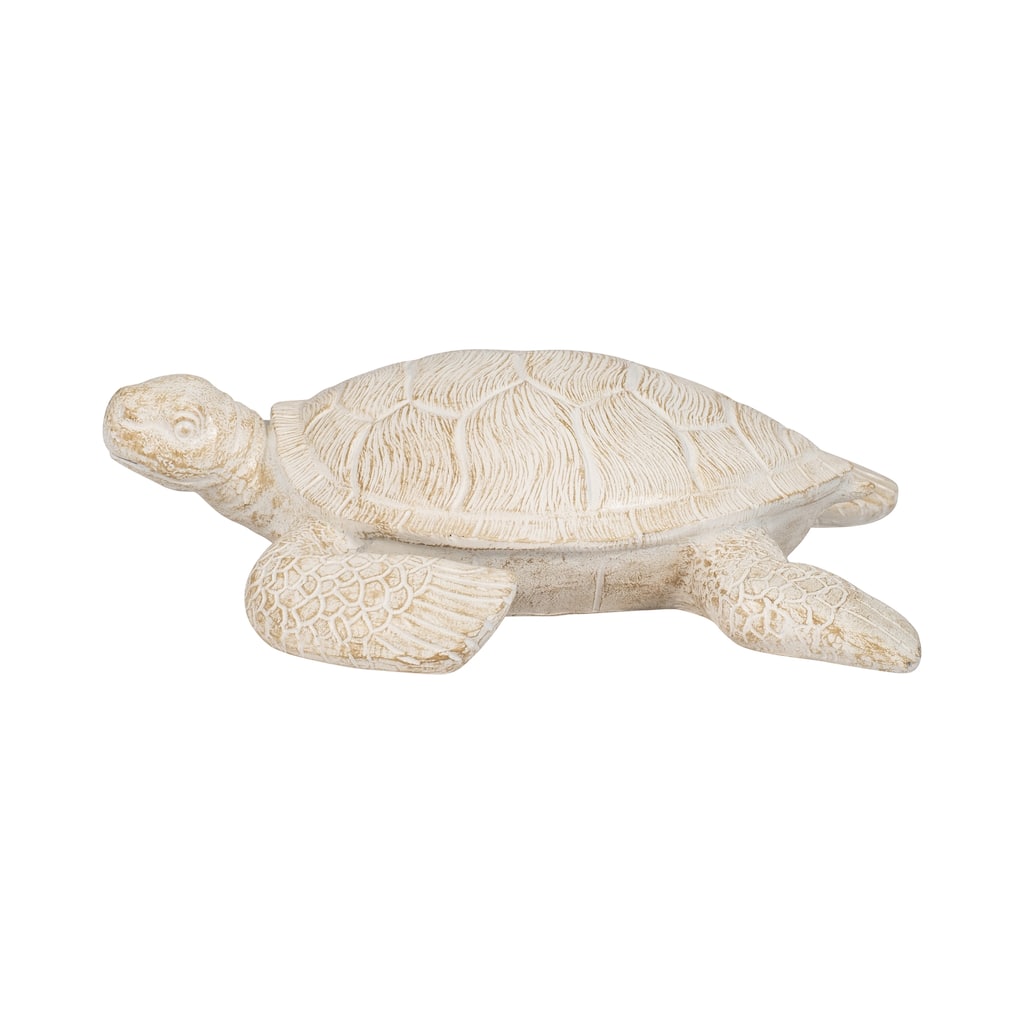 Sagebrook Home 10'' Sea Turtle Figurine, Elegant Ivory Item Decor - 10" x 9" x 3"