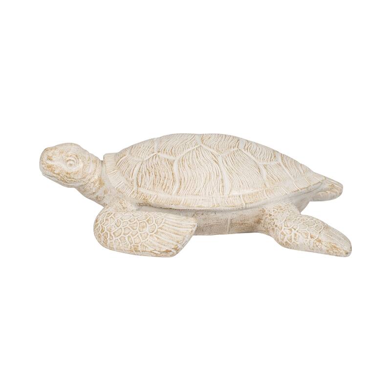 Sagebrook Home 10'' Sea Turtle Figurine, Elegant Ivory Item Decor - 10" x 9" x 3" - 10" x 9" x 3" - Ivory/beige