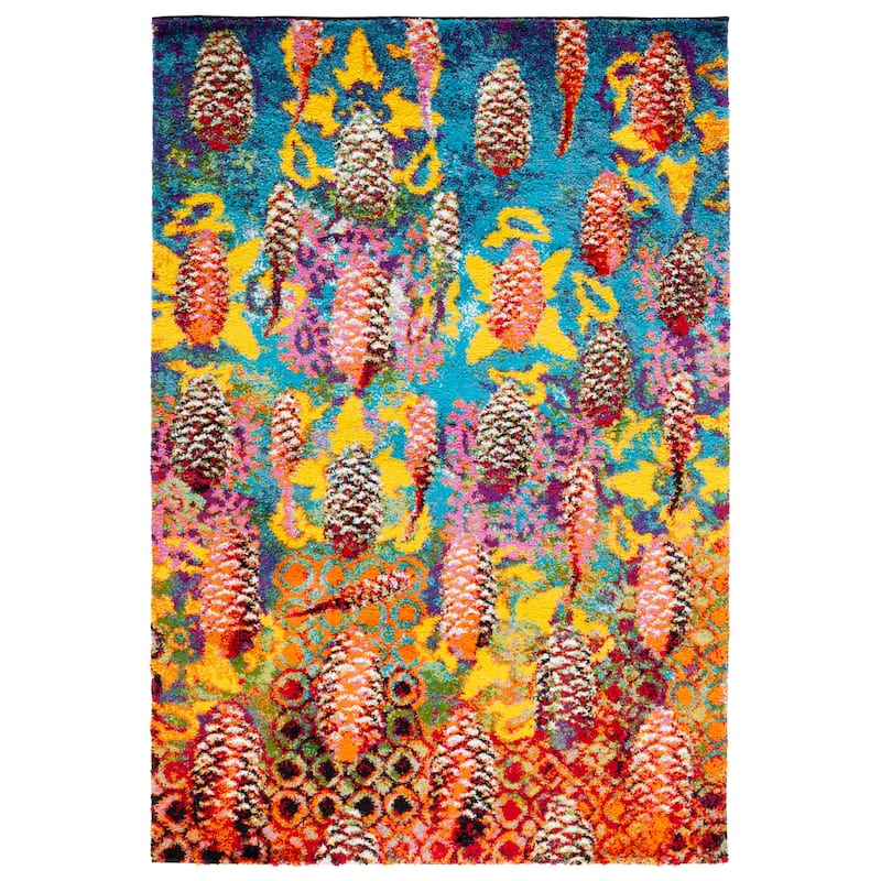 SAFAVIEH Fiesta Shag Annamarja Abstract Rug - 4' x 6' - Turquoise/Multi
