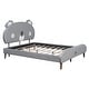preview thumbnail 8 of 10, Full Size Upholstered Platform Bed, Kids Velvet Bed Frame with Cute Koala-Shaped Headboard