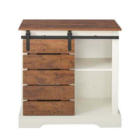 Cabinet Buffet Sideboard with Sliding Barn Door and Interior Shelves