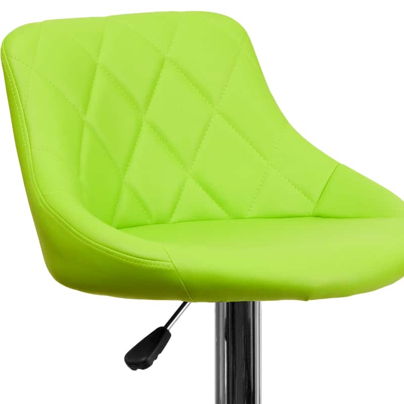 Diamond Pattern Vinyl Bucket Seat Adjustable Barstool - 18.5"W x 19"D x 33.25" - 41.75"H