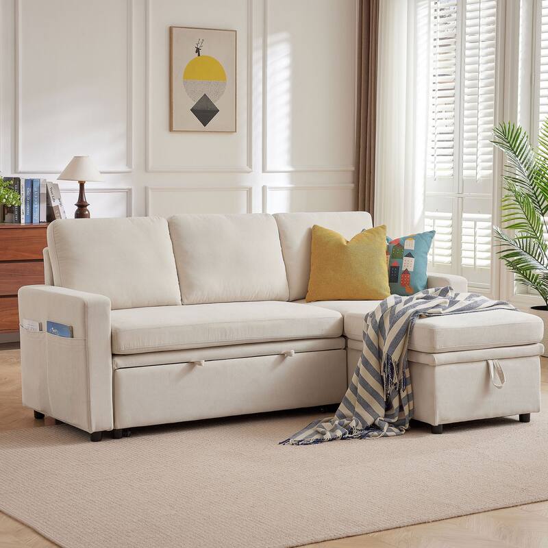 78.94" Pin Striped Fabric Sleeper Sofa
