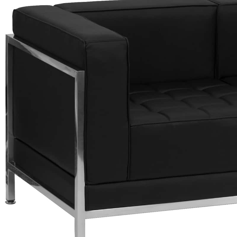 LeatherSoft Modular Loveseat w/Quilted Tufted Seat &Encasing Frame - 57"W x 28.75"D x 27.25"H
