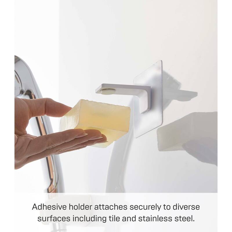 Yamazaki Home Traceless Adhesive Magnetic Soap Holder, ABS Plastic, Holds 0.55 lbs - L 2.17 x W 2.76 x H 2.76 inches