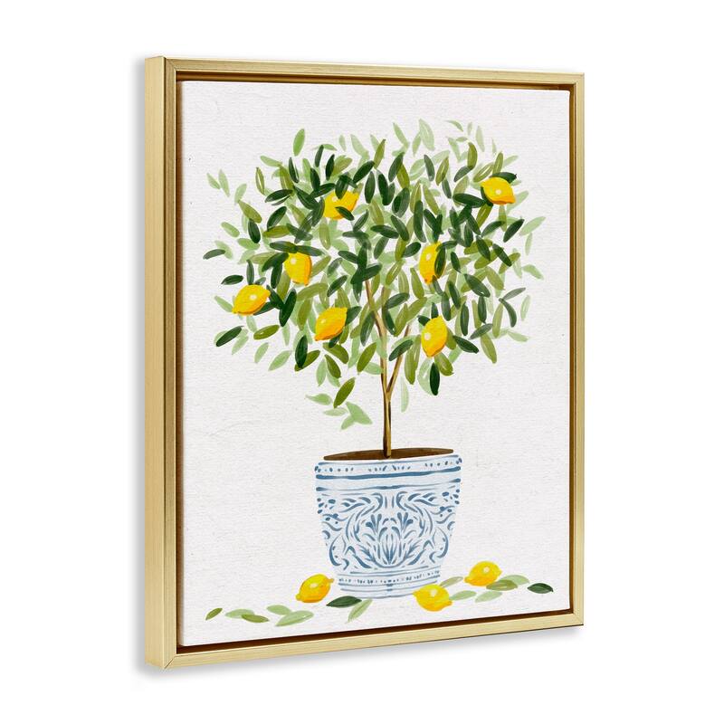 Stupell Lemon Tree Detailed Planter Framed Floater Canvas Wall Art Design by Ziwei Li