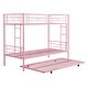 preview thumbnail 11 of 15, Twin over Twin Bunk Bed with Twin Trundle,Metal,No Box Spring Needed