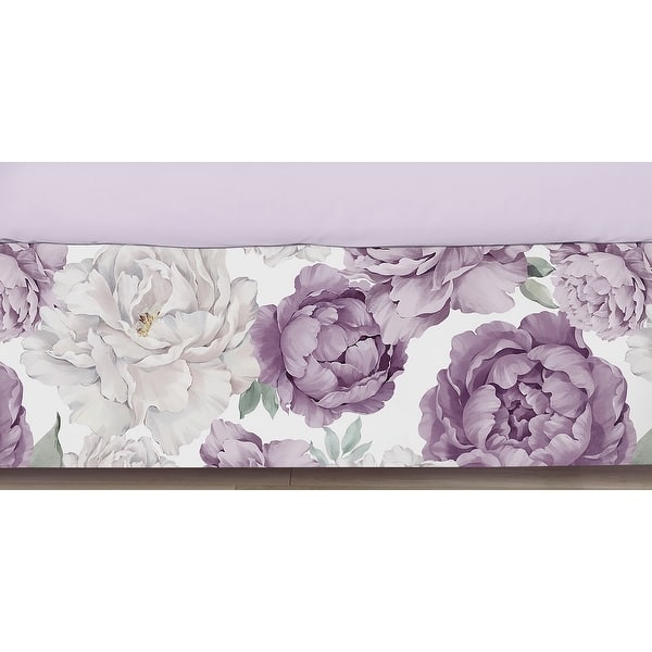 slide 2 of 2, Sweet Jojo Designs Lavender Purple Boho Shabby Chic Floral Girl Crib Bed Skirt Violet Ivory Bohemian Vintage Watercolor Flower