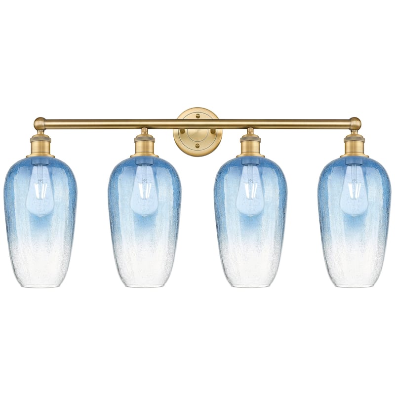 Innovations Lighting 616-4W-18-34 Brookhaven Flute Vanity Brookhaven - Brushed Brass / Sapphire Blue