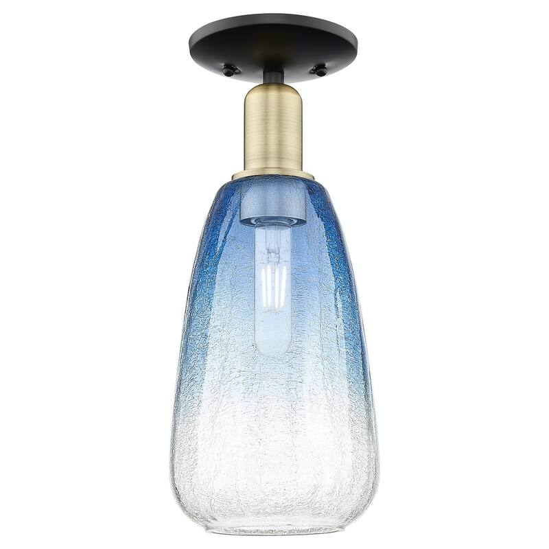 Innovations Lighting 716-1C-15-6 Brookhaven Almond Semi-Flush - Black Antique Brass / Sapphire Blue