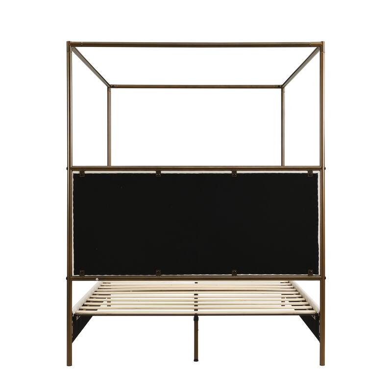 Christopher Knight Home - Alice Modern PU Upholstered King Canopy Bed Frame with Iron Legs