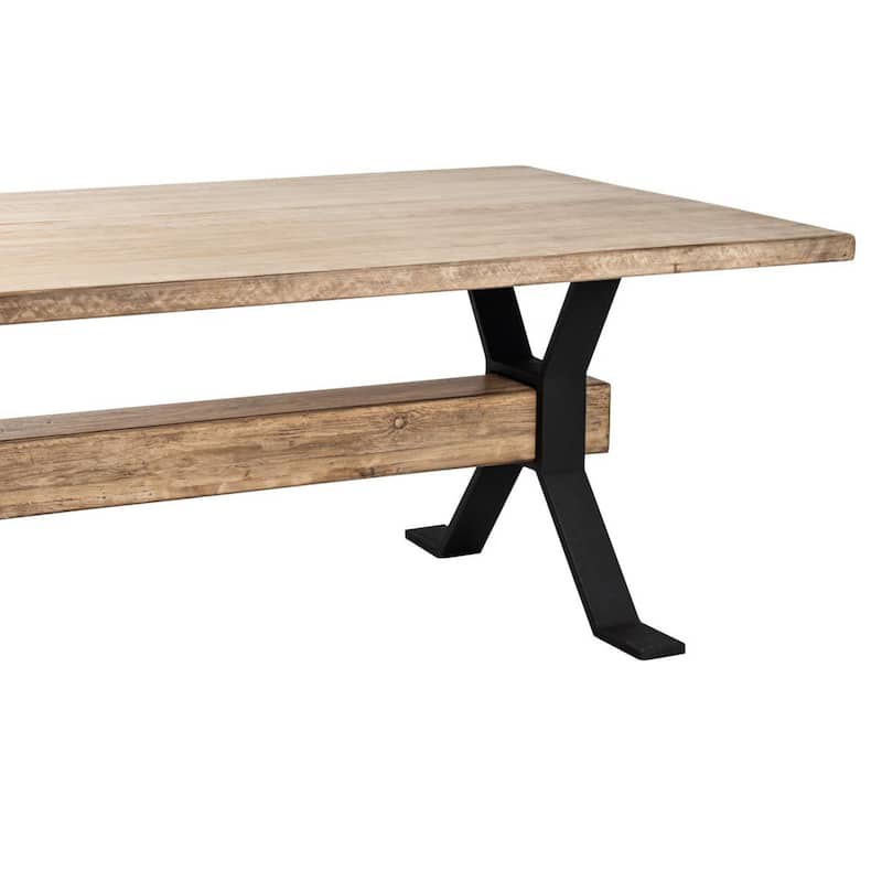 Hanoi Dining Table, 90 Inch Reclaimed White Pine Wood, Cross Base