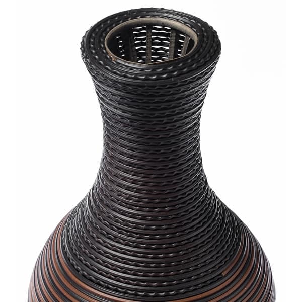 Shop Decorative Artificial Rattan Dark Brown Tall 39 Inch Standing Floor Vase 39 25 Overstock 32077388