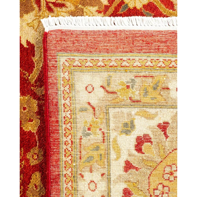 Overton Hand Knotted Wool Vintage Inspired Traditional Ottoman Red Area Rug - 8' 1" x 10' 1"
