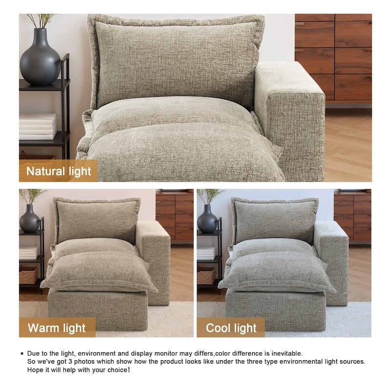 Chenille L-Shaped Modular Sectional Sofa Comfy Cloud Couch For Living Room