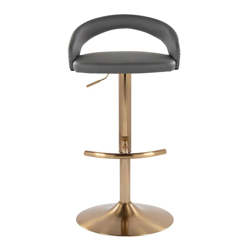 Grotto Upholstered Adjustable Barstool with Gold Metal - Set Of 3