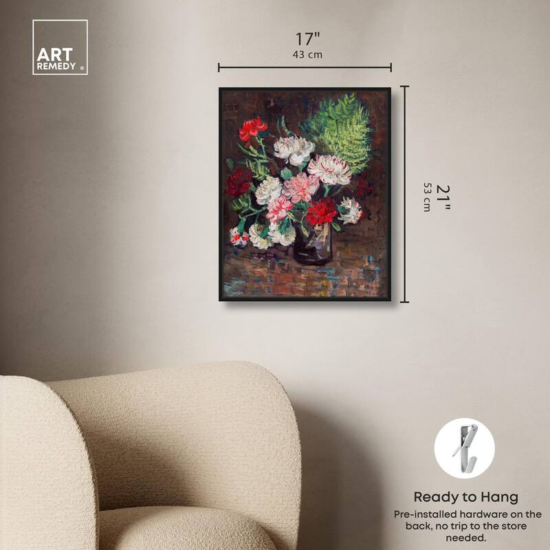 Vase with Carnations Canvas by Art Remedy