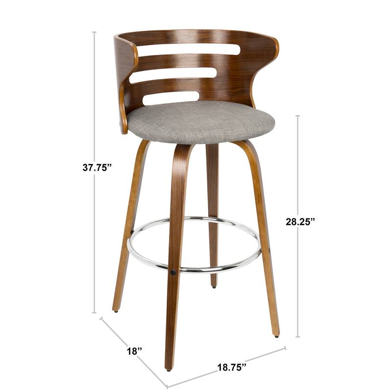 Carson Carrington Cranagh 30" Fixed-Height Bar Stool with Bent Wood Legs & Round Footrest (Set of 2)