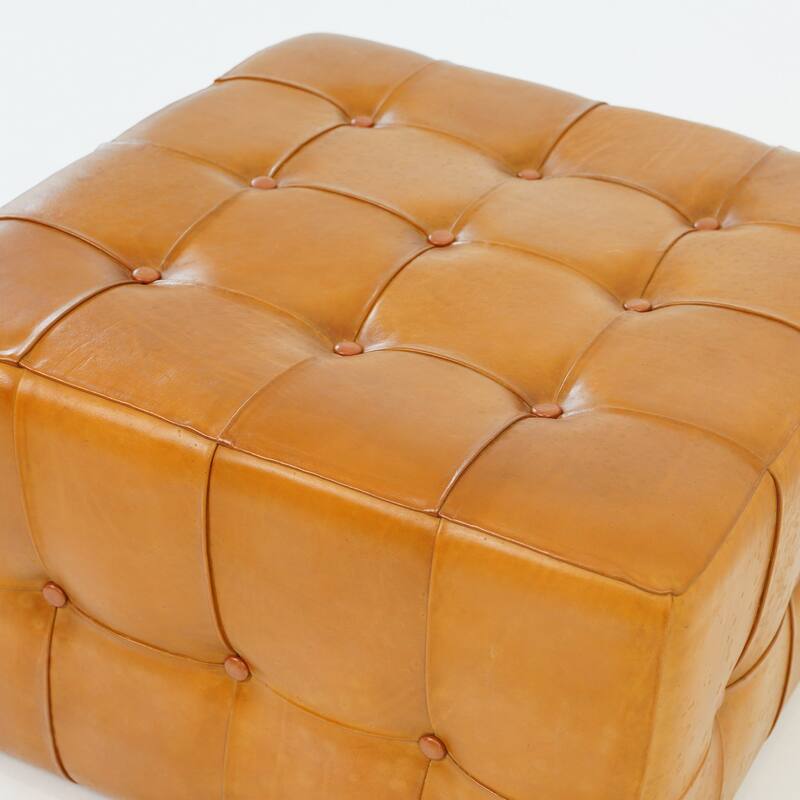 Seletar Tan Leather Ottoman Comfortable choice, multiple functions, classic design, and cozy corners