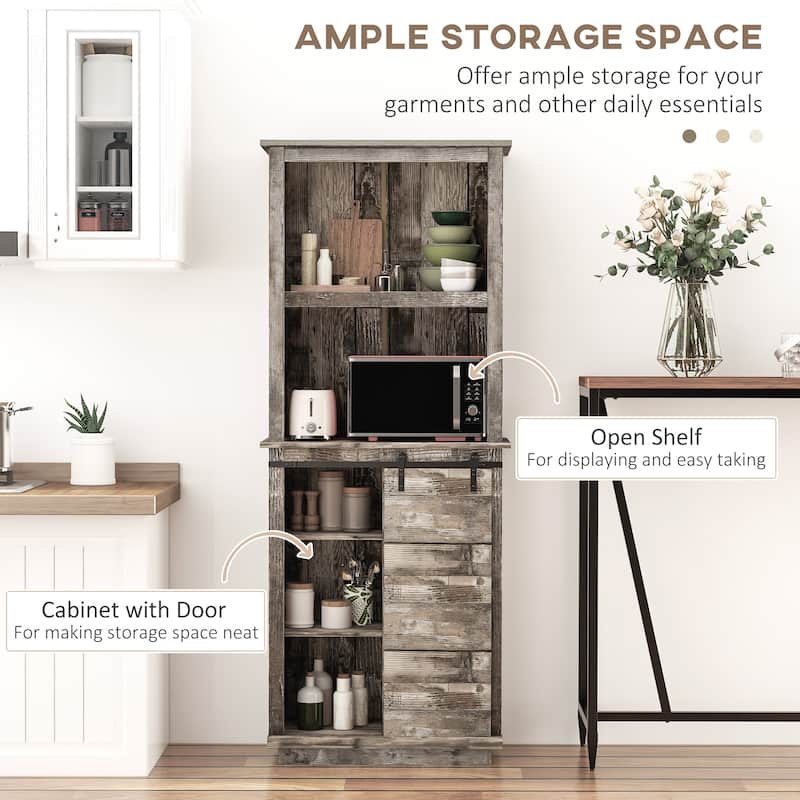Pantry Storage Cabinet with Sliding Barn Door, Adjustable Shelf