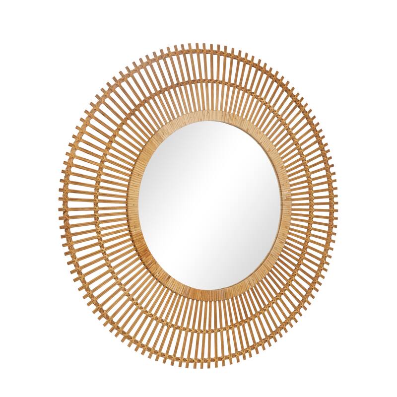 Bamboo Wood Starburst Handmade Stick Wall Mirror - Cream or Brown - Roche River Decor