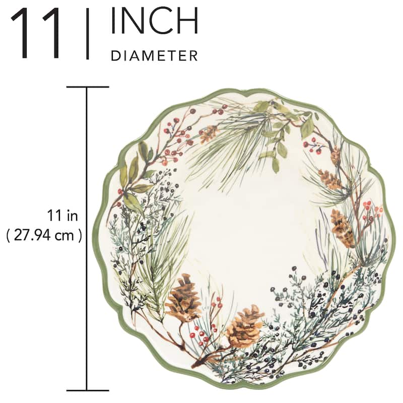 Certified International Winters Forest 11" Melamine Dinner Plates, Set of 4 - 11" Diameter