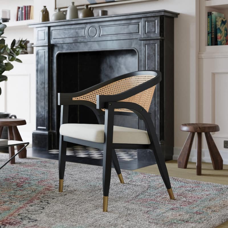 Commercial Grade Cane Rattan Dining Chair with Padded Seat