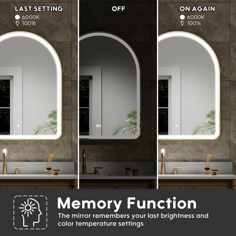 24/28''W X 36''H Wall Mounted Bathroom Framed LED Mirror With Memory Function,Anti-fog,Dimmable