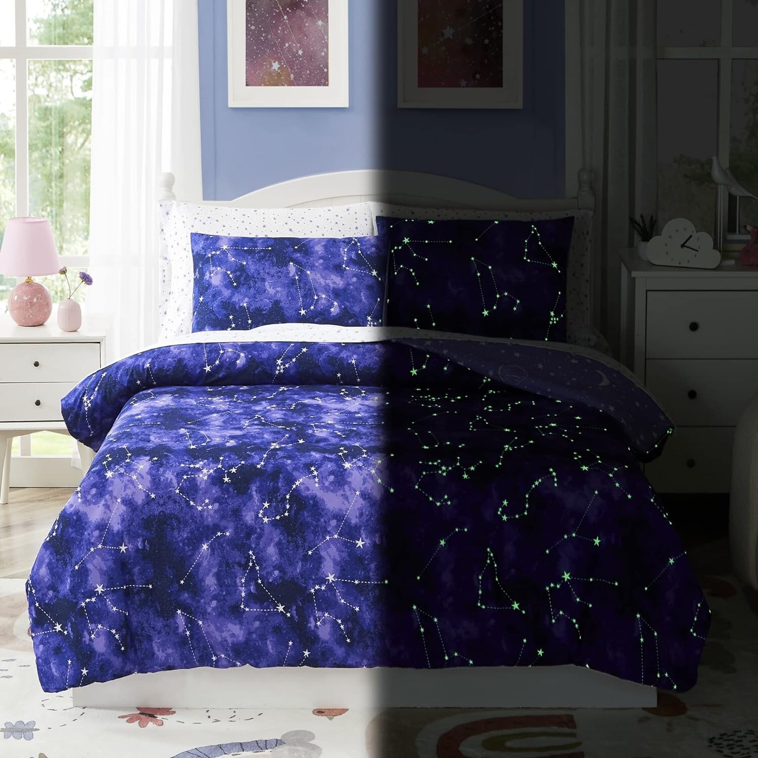 Pieces Kids Twin Bedding Sets, Glow in The Dark Space Twin Bed