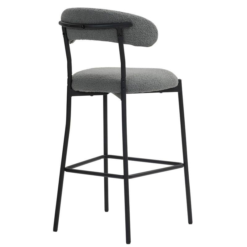 1 Count 26" Teddy Fabric Counter Height Bar Stool with Footrest, Black Powder-Coated Base