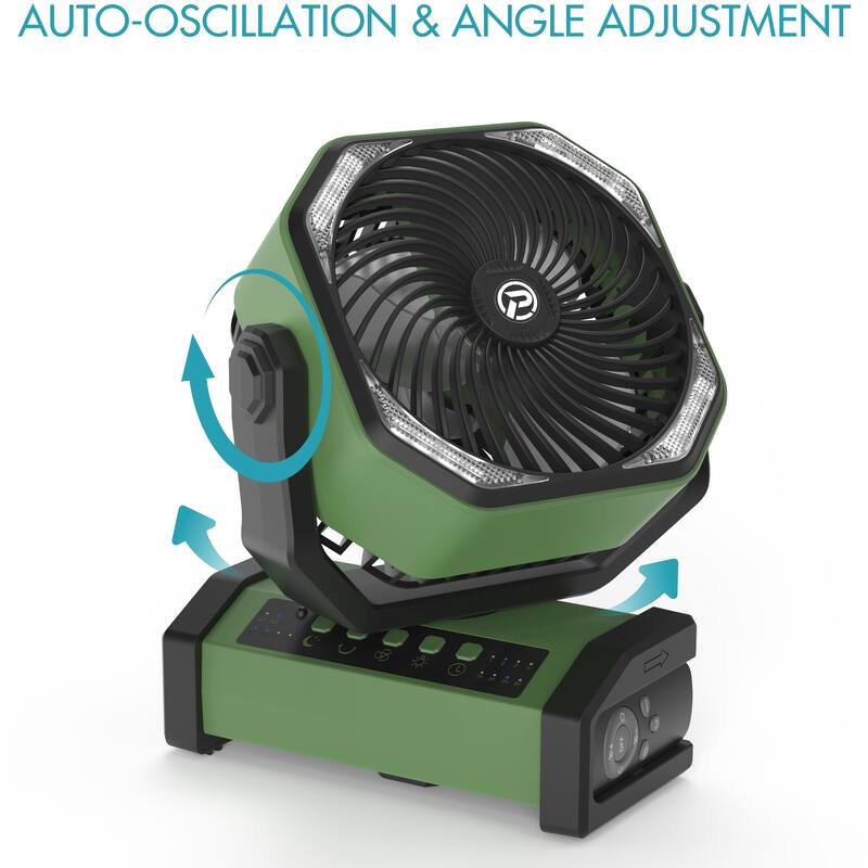 4 Powerful Speeds 20000mAh Battery Operated Camping Timer Fan with LED