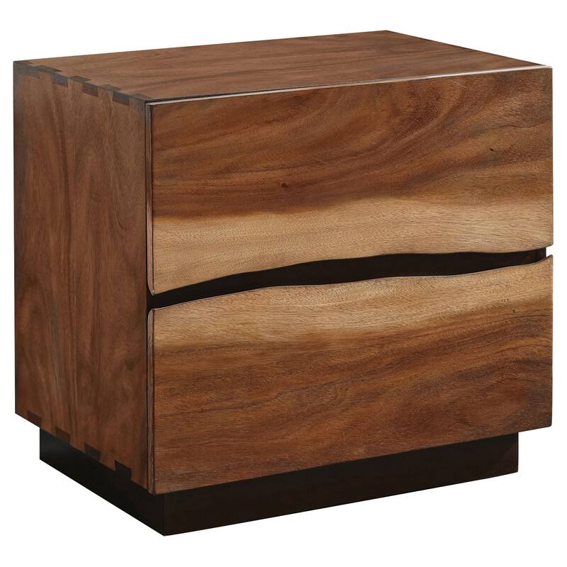 Zeko 4pc Queen Bedroom Set with Storage, Live Edge Smoky Walnut Brown