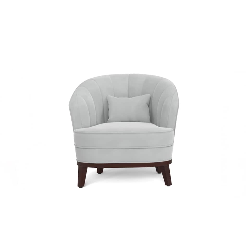 Ava Upholstered Barrel Accent Chair, Light Grey