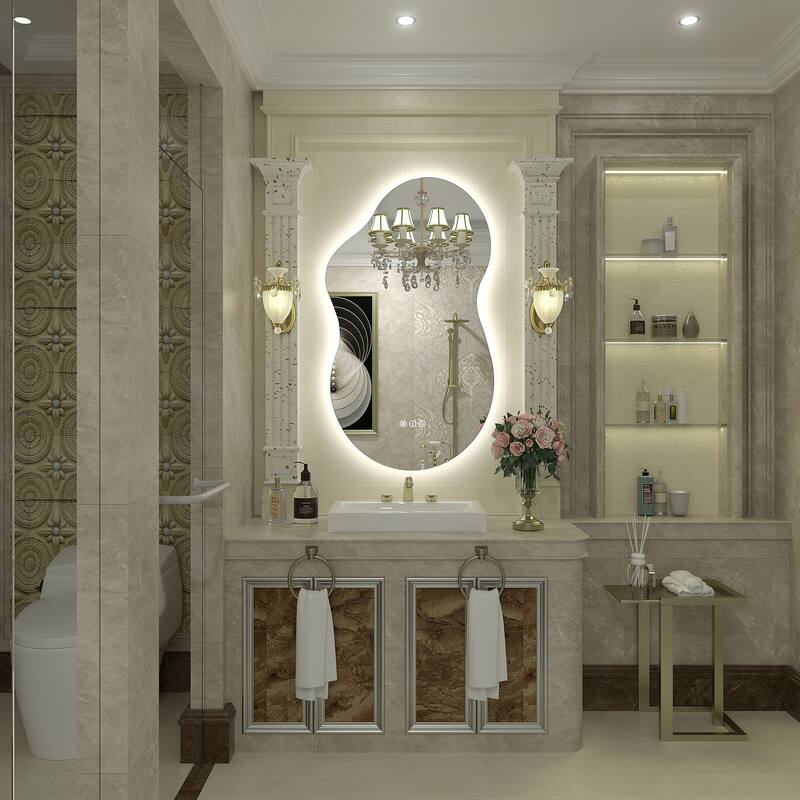 UL Certified Irregular LED Anti-fog Cloud-shaped Wall Bathroom Vanity Mirror