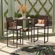 preview thumbnail 1 of 8, Square 2 - Person Wicker Bar Height Dining Set with Cushions Brown