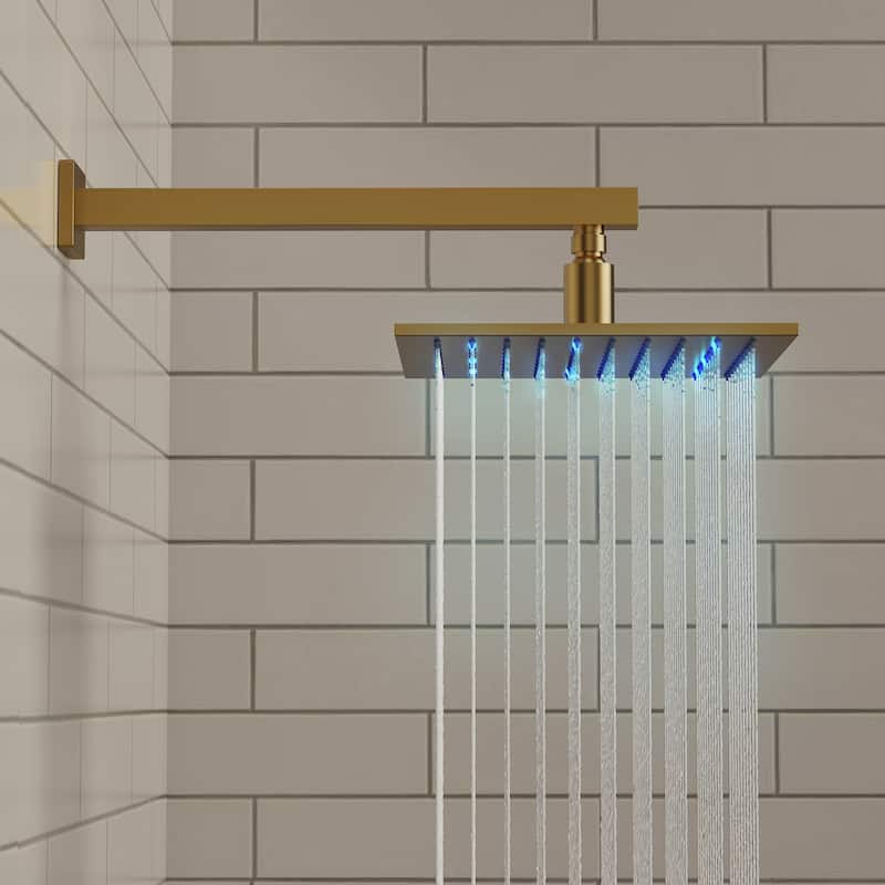 GRANDJOY LED Shower Head System 10" Rainfall Shower Head with Handheld Shower