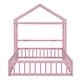 preview thumbnail 5 of 13, Pink Full Size Wooden Floor Bed with Fence Railings and Detachable Headboard