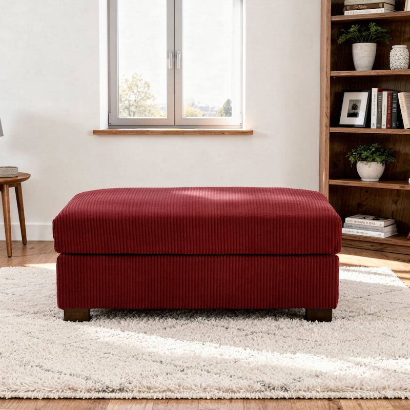 Modern Rectangle Oversized Stripe Corduroy Ottoman