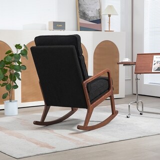 Contemporary Black Rocking Chair with Plush Boucle Fabric for Nursery ...