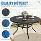 preview thumbnail 4 of 3, 53Inch Round Outdoor Dining Table for 6, Patio Black Steel Slat Table with 1.57" Umbrella Hole