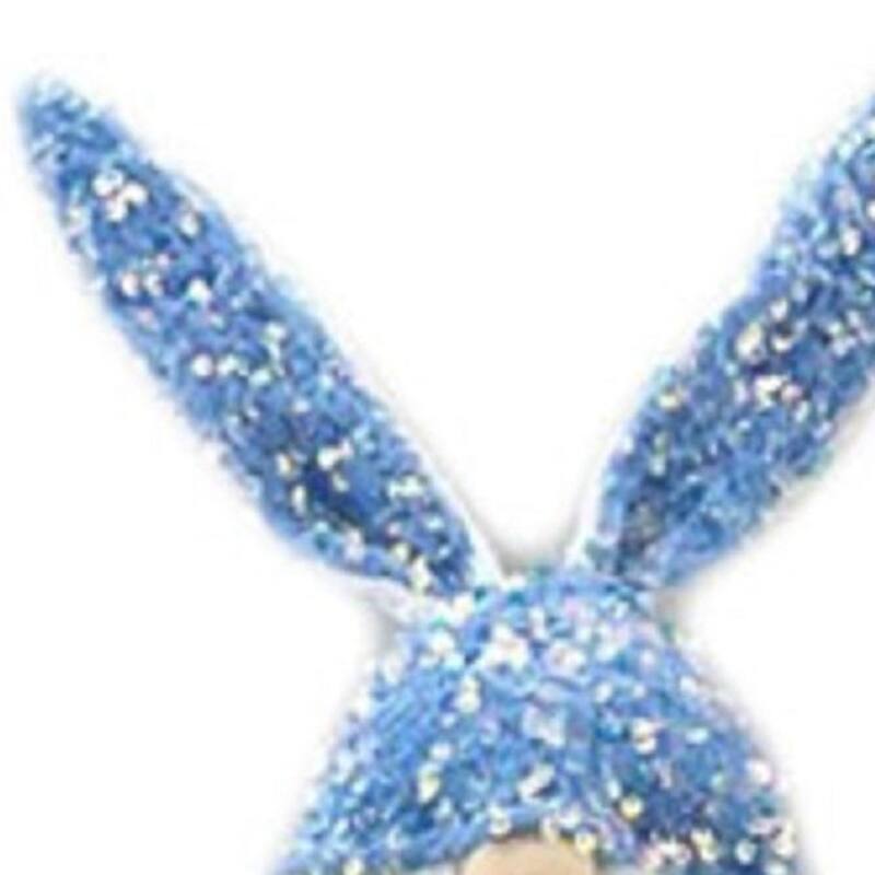HomeRoots 20" Blue and White Fabric Bunny Rabbit Sitting Gnome - 4.5' X '20.1' X '5.9